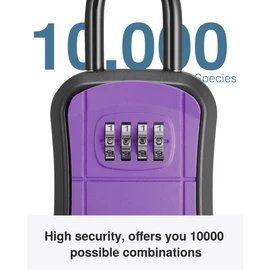 Puroma Key Lock Box, Portable Combination Lockbox Wall-Mounted Key Storage Box for House Keys, Resettable Code Safe Security Lock Box for Home, Office, Apartment Spare Key Storage (1 Pack, Purple)