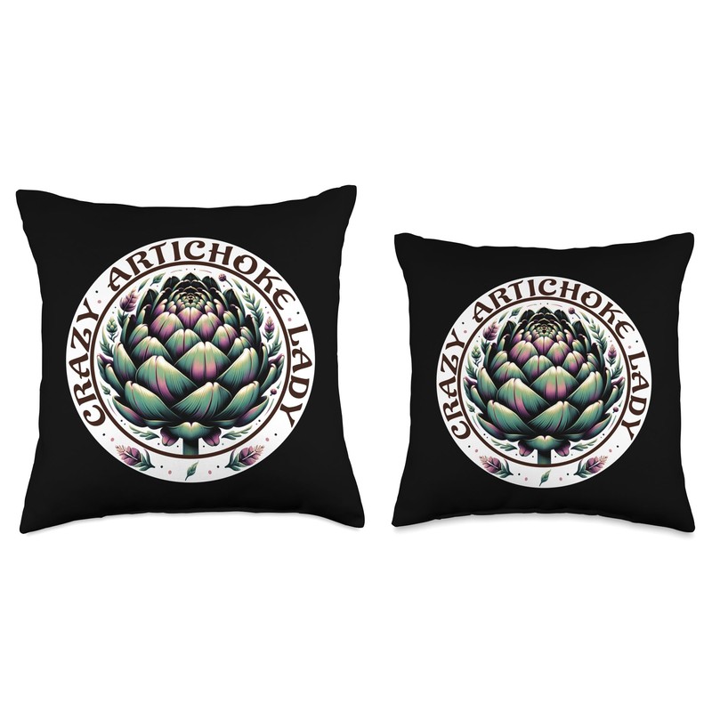 Crazy Artichoke Lady Artichoke vegan vegetarian artichoke Throw Pillow