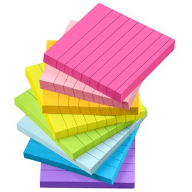 GOMIMEOR Lined Sticky Notes - 3x3 in Post Self-Stick Note Pads Its, Sticky Notes with Lines for Home, Office, Notebook, 8 Pads, 82 Sheets/Pad
