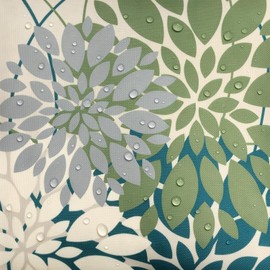 DecorMommt Set of 2 Waterproof Cushion Covers, Outdoor Sofa Cushion, Blue and Green, Dahlia Flower Pattern, Modern Decorative Cushion Covers, Linen for Car, Home, Bed, Office, Cafe, Garden, Living Room, 30 x 50 cm