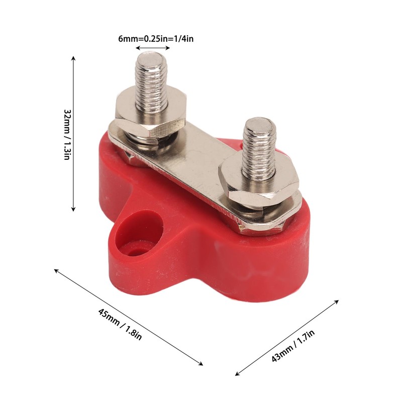 4Pcs Battery Power Stud M6 Dual Distribution Terminal Junction Post
