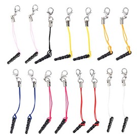 Hemobllo 15pcs Dust Plug Charm Straps with Dust Plugs Lobster Clasps DIY Earphone Jack Accessories Cell Charms (Random Color)