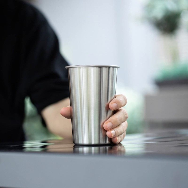 SMLIXE 16 Pack 16oz Stainless Steel Pint Cup,Healthy Unbreakable and