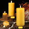 4 Pack Natural Beeswax Pillar Candles,100% Pure Beeswax Candles-380 Hours