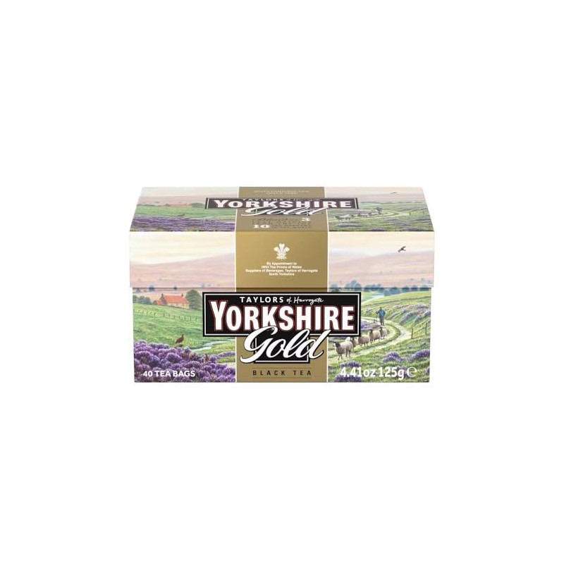 Yorkshire Tea, Gold, Pillow Tea Bags, 40 Count (Pack of