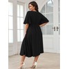 SCOMCHIC Women Plus Size Midi Dresses Wedding Guest Short Sleeve