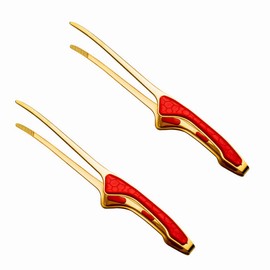 LLiKZio Yakiniku Tongs, Stainless Steel, For Camping, Barbecues, Condiments, Cooking, Frying, Pasta (Set of 2), 9.4 inches (24 cm), Floating Tip, Slim and Easy to Grab, Anti-Slip, Dishwasher Safe