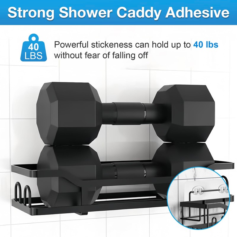 Upgraded Shower Caddy Adhesive Replacement,Strong Adhesive Hooks for Shower Caddy,