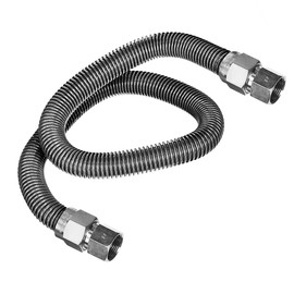 Highcraft GUHD-TT12-60M Gas Line Hose 5/8" O.D. x 60" Length with 1/2" x 3/4" FIP Fitting, Uncoated Stainless Steel Flexible Connector, 60 Inch