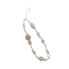 EZ PEACH Strap Smartphone Wrist Drop Prevention Mobile Hand Strap for Girls Hanging Pendant Decoration Fall Prevention Bowknot Colorful Beads Smartphone Accessories Compatible with All Models, Faux