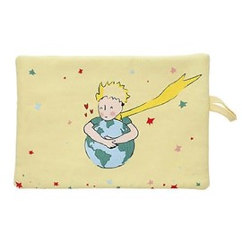 Printed Little Prince Cosmetic Bag Keeping the Planet Earth in his Arms - Measures 17 x 21 cm - Beige Pink Modern Background, pink, Modern