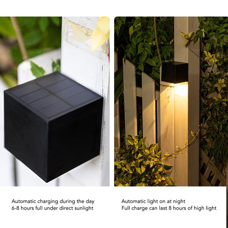 Solar Square Wall Light Wiring Free Intelligent Light Control Fence