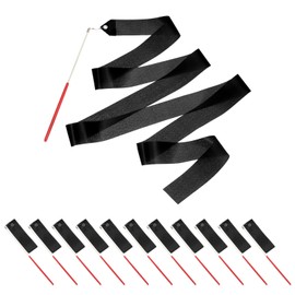 PATIKIL Dance Ribbons, 14 Pack 78.7 Inch Gymnastics Dance Streamers with Non-Slip Wand Dance Flags for Gifts, Dancing, Talent Shows, Baton Twirling, Black