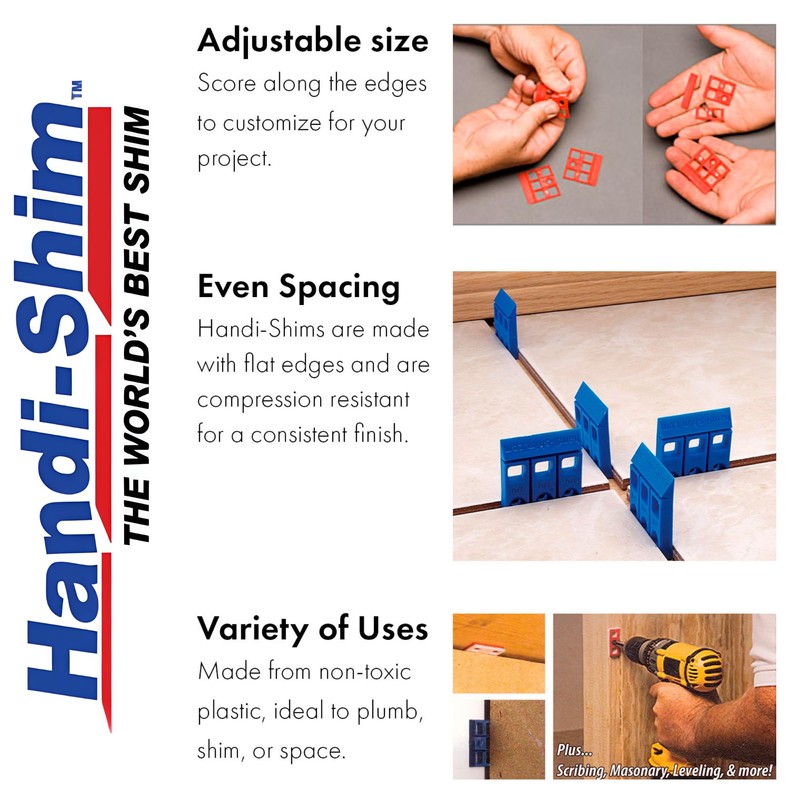 Handi-Shim Heavy Duty Reusable Plastic Construction Shims for Spacing, Leveling,