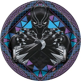 Unique Black Panther Round Paper Dinner Plates - 9" (Pack of 8) - Dynamic Superhero Design, Ideal for Superhero-Themed Parties and Celebrations