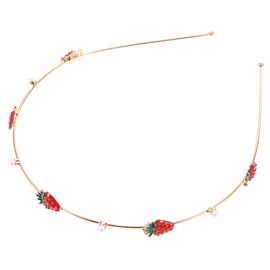 OATIPHO Elegant Pearl Headband Hair Hoops Unique Strawberry Design Hair Accessories for Women Durable Headdress for Photography and Daily Wear