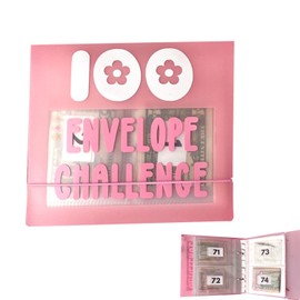 Mini 100 Envelopes Money Saving Binder, Storage Saving Budget Book for 100 Envelopes Money Saving Challenge Kit, Gift as a Challenge Book for Lovers to Save $5,050 (Pink)