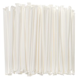 Crystalware Bulk Pack of 380 Flexible Plastic Drinking Straws - White, Individually Wrapped, Food-Safe BPA Free, 7.75 Inches Long (1 Box)