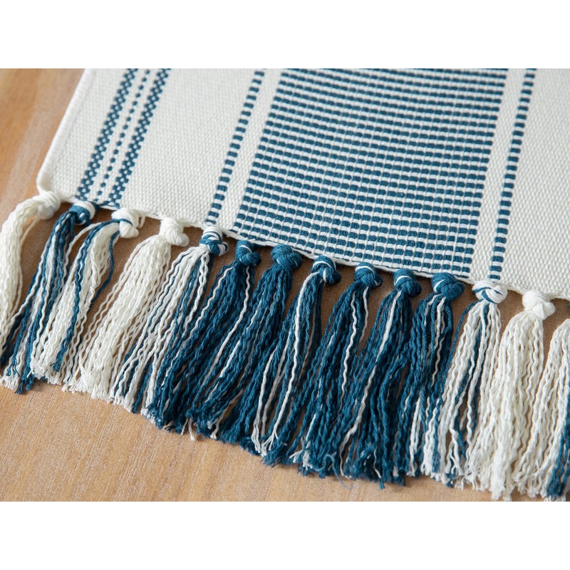 Caflife Boho Table Runner Blue and White for Modern Farmhouse