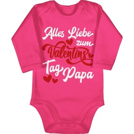 Shirtracer - Baby Bodysuit Long Sleeve Girl Boy - Partner - Alles liebe zum Valentinstag Papa - White/Red, 2 Fuchsia