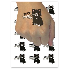 Skeleton Hand Boop Cat Nose Temporary Tattoo Water Resistant Fake Body Art Set Collection - 54 1" Tattoos (1 Sheet)