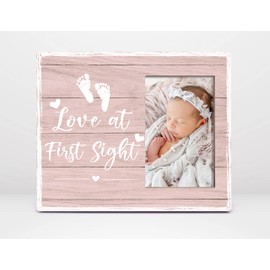 Orchroma Baby Picture Frames,Baby Girl 8x10 Picture Frame,Baby Girl Nursery Decor,Love at First Sight Photo Frame,Gender Reveal Gifts,New Father Mom to be Gifts (pink)