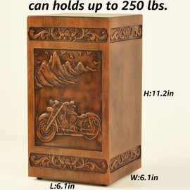 ZDYUEPING Wooden urn Human Ashes Cremation Adult Box Funeral Burial Male Casket Decorative Memorial funerary Men Large 250LBS, Motorcycle