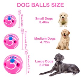 SupaWeiss Giggle Ball for Dogs,11cm/4.33in Interactive Dog Ball,Pink Wobble Giggle Gog Ball,Squeaky Dog Ball,Dog Balls for Exercise & Training for Large,Medium,and Small Dogs