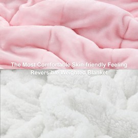 Alomidds Weighted Blanket Queen Size 20lbs 60 x 80 inches,Adult Weighted Blankets with Soft Plush Fleece,Fluffy Thick Warm Sherpa & Cozy Flannel Microfiber Heavy Blanket for Sofa Bed,Pink