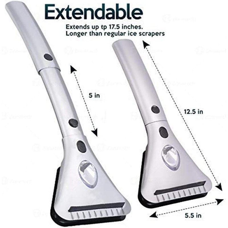ZONETECH Heated Car Window Snow/Ice Scraper with Light - Extendable
