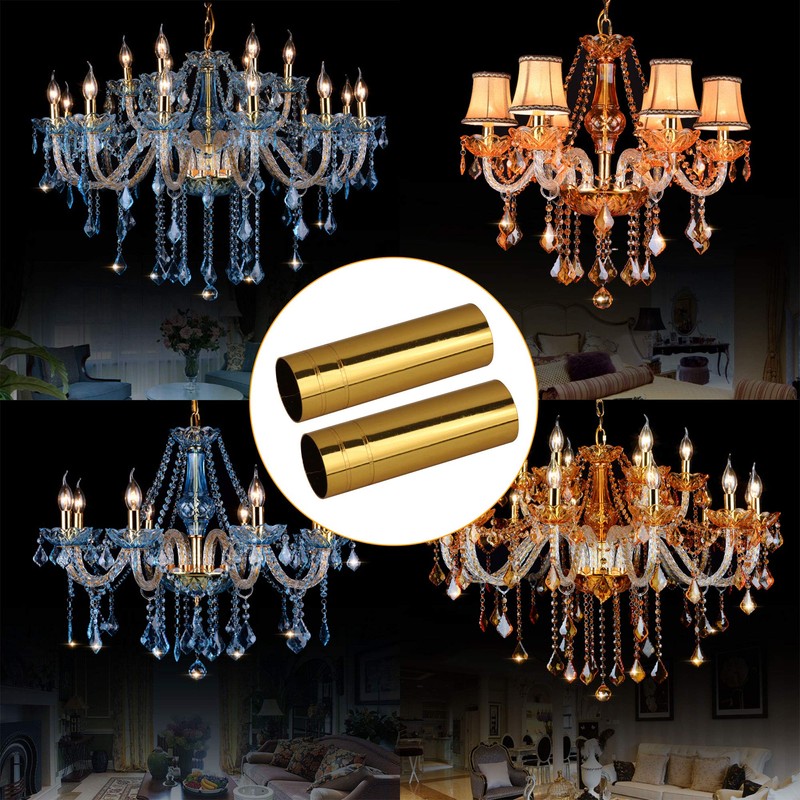 BQLZR 8cm Height 2.5cm Dia Bright Gold Double Line Chandelier