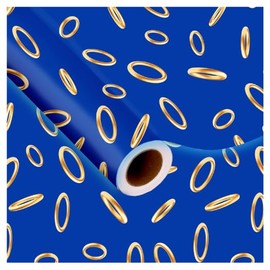 JarThenaAMCS Cartoon Game Wrapping Paper -Mini Roll- 17 Inch x 32.8Ft Blue Gold Ring Gift Wrap Paper for Birthday Baby Shower Video Game Party DIY Crafts