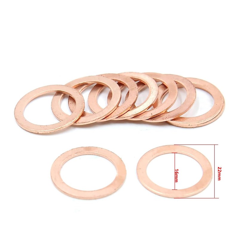 10pcs Copper Crush Washers Flat Car Sealing Gaskets Rings M16