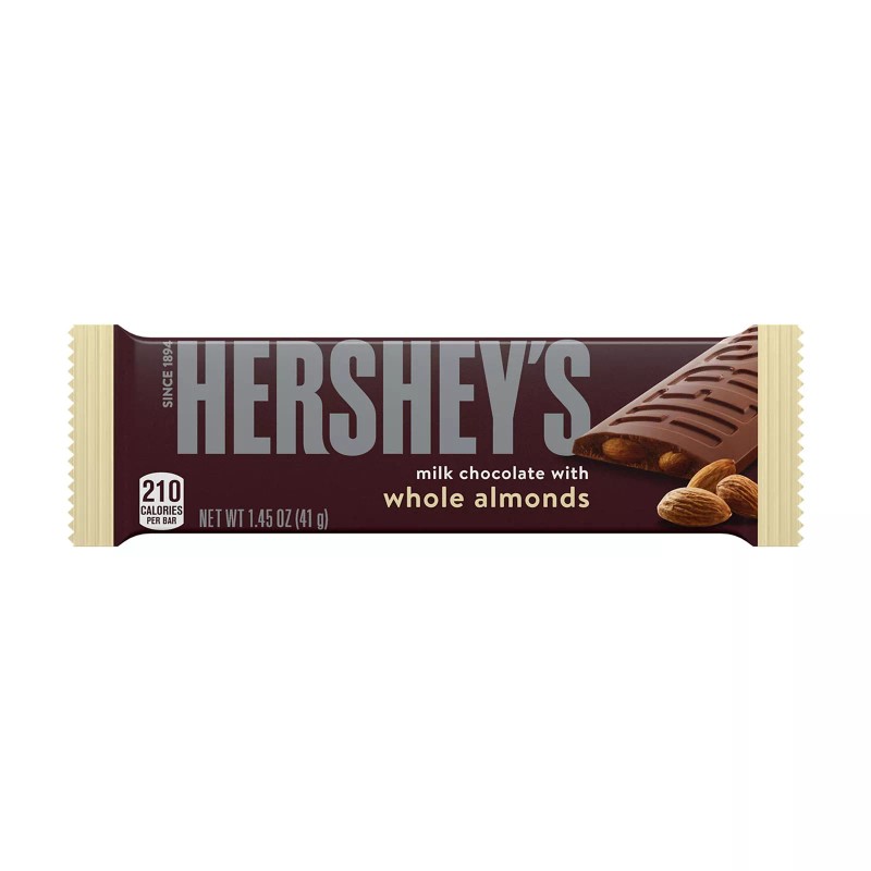 HERSHEY'S Milk Chocolate with Whole Almonds Candy, Bulk Individually Wrapped,