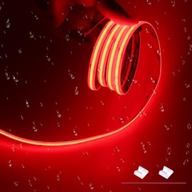 JOYLIT 24V COB Red LED Strip Lights Waterprof 20FT/6M 320LEDs/M Uniform Flexible Tape Light for Cabinets, Shelves, Counters, Patio Decoration (LED Strip Only)