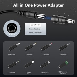 5V 2A Power Adapter Waysse 5V Power Supply with 8 DC Plug Tips 10W AC/DC 5v Power Cord AC 100V-240V to DC 5 Volt 1Amp 0.5A Replacement Charger Cord for TV Box Monitor Scanner