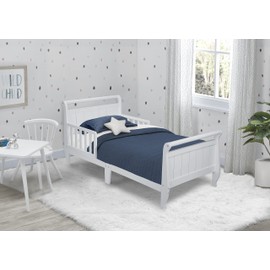 Delta Children Wood Sleigh Toddler Bed, White