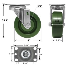 4 Inch High Temperature Casters, Oven-Safe Bakery Rack Casters, -20°F to 550°F, Heavy-Duty 1400 lbs Capacity, Baking Essential (2 Swivel)