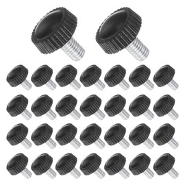 CoCud Thumb Screw Knurled Knobs, M5 x 10mm Male Thread, Black Round Head Clamping Screw Threaded Stud Hand Knobs Grip, (Applications: for Machinery Lathes), 30-Pieces