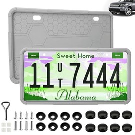 Marco de Matrícula, 2 Pack Porta Placas de Silicona con Tapas de Tornillos, Universal Soportes para MatríCula con Accesorios Montaje para Auto, Antivi