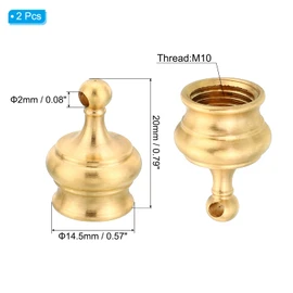 PATIKIL M10 Thread Lamp Finial Cap Knob, 2 Pack Brass Lamp Shade Harp Top Screw Caps Decoration Light Fixture with Hole for Table Lamps Floor Lamps 14.5x20mm