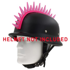 Hot Rides Reflecive Punk Rubber Mohawk Warhawk Wig Accessory Stick On Helmet for Ski Skate Bike Biker Bicycle Scooter Motorcycle Helmet (Zigzag - Neon Pink Reflective)