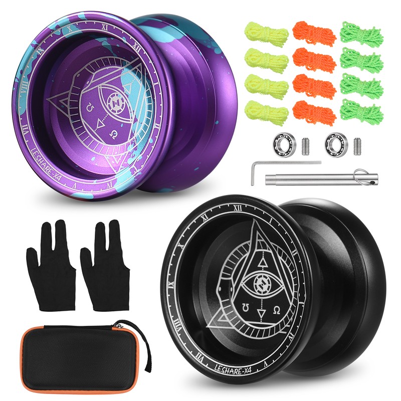 2pcs Competitive Yoyo Aluminum Alloy Yoyo Ball with Strings and