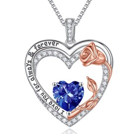 Iefil Gifts for Women Jewelry, I Love You Gifts Birthstone Necklace Birthday Necklace for Women Anniversary for Her December Birthstone Blue Tanzanite Jewelry