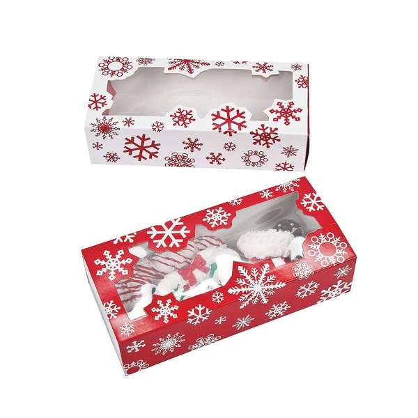 Christmas Snowflake Cookie Treat Boxes - 12 Bakery Boxes -