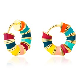 Bohemian Small Hoop Huggie Earrings for Women Small Hoops Hypoallergenic Earrings Hoop Earrings for Girls Birthday Party Jewelry Gift (A)