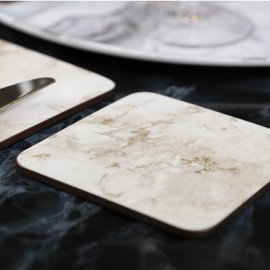 Creative Tops 5234294 'Grey Marble' Premium Printed Drinks Coasters with Cork Back, 10.5 x 10.5 cm - Grey/White (Set of 6)