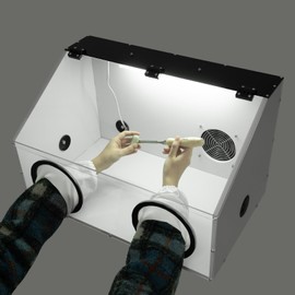 2 Holes Fully Enclosed Electric Grinding Table Polisher Dust Box Transparent Dust Box Acrylic Cover Dust Box with LED Light and Blower for Polishing, Grinding, Carving, Drilling