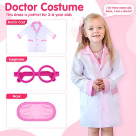 Kids Doctor Kit for Girls, Pink Doctors kit for Kids 22 Pieces Doctor Play Gift for Kids Medical Toys Set with Roleplay Doctor Costume Toddlers Ages 3 4 5 6 Year Old for Role Play