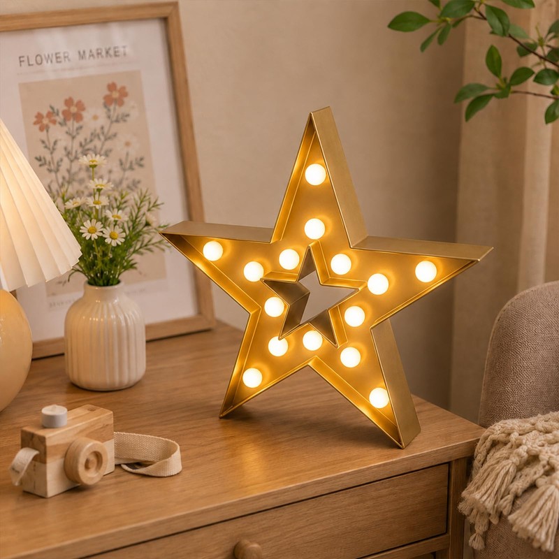 13 Inch Gold Star Marquee Sign